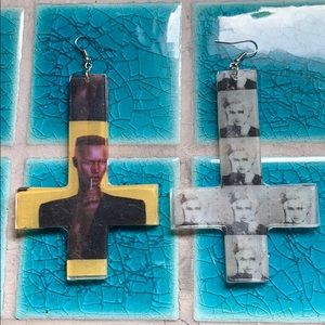 Grace Jones and Madonna cross earrings